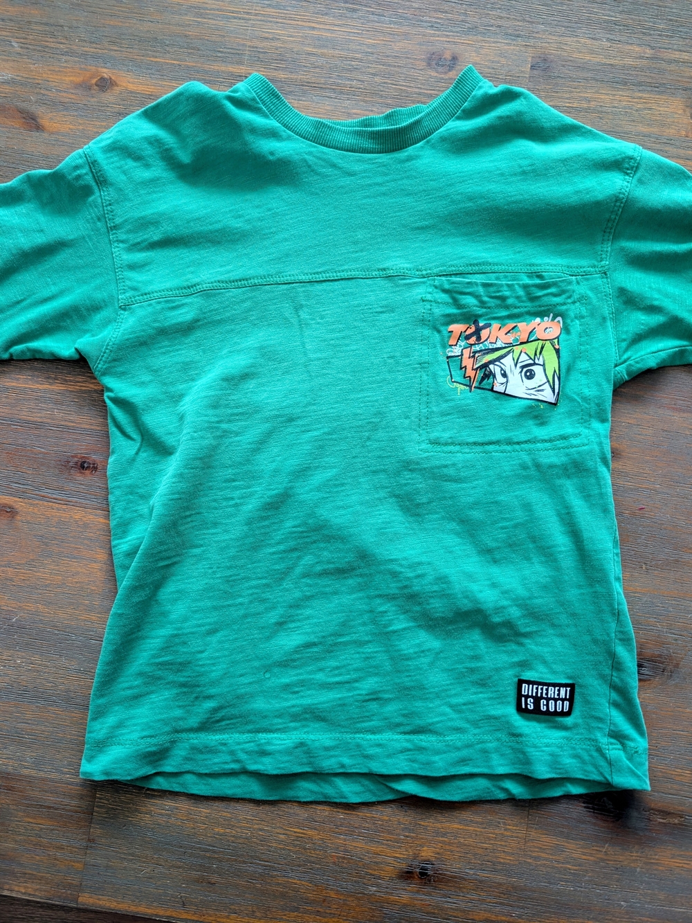 Kids Green 'Tokyo' Graphic Pocket Tee -